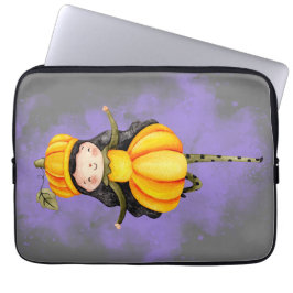 Stellalunarts Pumpkin Halloween Cute Girl Laptop Sleeve