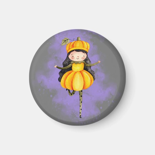 Stellalunarts Pumpkin Halloween Cute Girl Magneet (Voorkant)