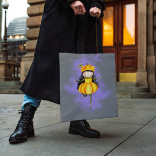 Stellalunarts Pumpkin Halloween Cute Girl Tote Bag