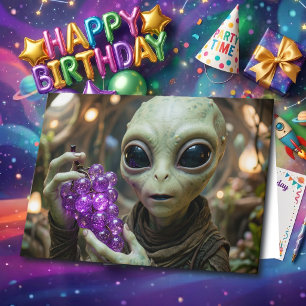 Stellar Alien Ik wens je een Druivige Verjaardag Kaart