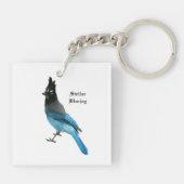 Stellar Blue Jay-sleutelketen Sleutelhanger (Achterkant)
