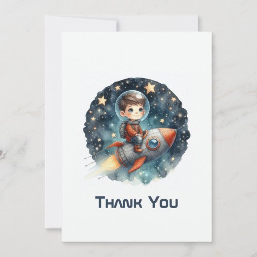 Stellar Boy Space Rocket Bedankkaart (Voorkant)