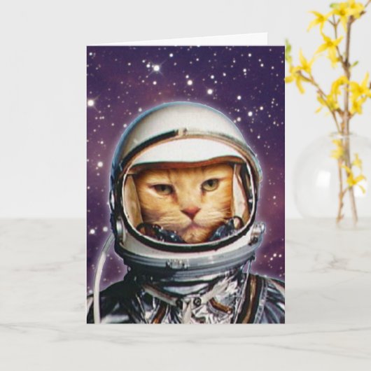 Stellar Cat Verjaardag Kaart (Gele Bloem)