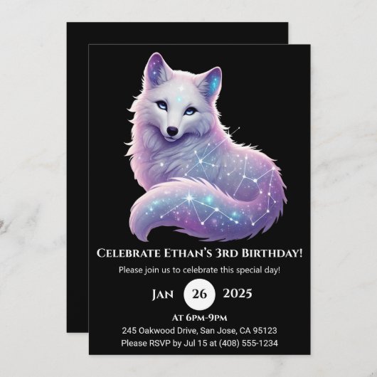 Stellar Constellation Wolf Birthday Kaart (Voorkant / Achterkant)