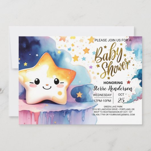 Stellar Cosmic Journey Baby shower Kaart (Voorkant)