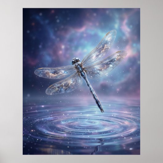Stellar Dragonfly Cosmic Glow Poster (Voorkant)