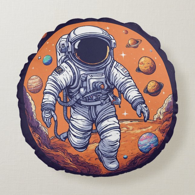 "stellar drift: pillow cover" rond kussen (Voorkant)