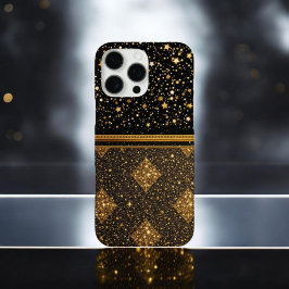 Stellar Elegance (Glitter - goud - Leer) iPhone 16 Pro Max Hoesje