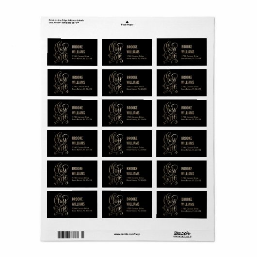 Stellar Jaar Bewerkbare Kleur Afstuderen Labels (Full Sheet)