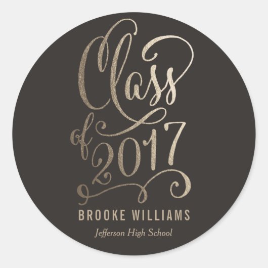 Stellar Jaar BEWERKBARE KLEUR Afstuderen Stickers (Voorkant)