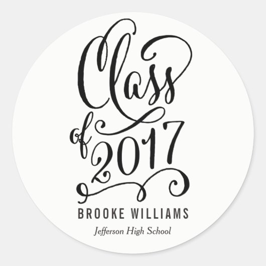 Stellar Jaar BEWERKBARE KLEUR Afstuderen Stickers (Voorkant)