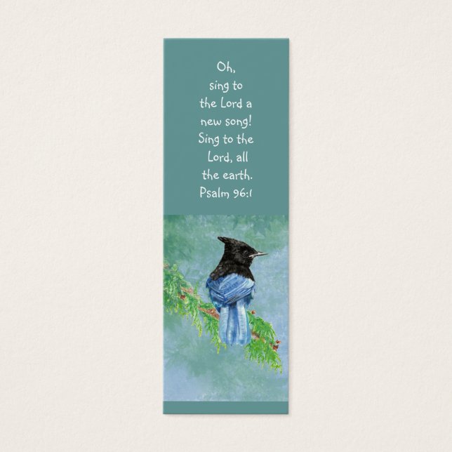 Stellar Jay Bird Scripting Bijbel Bladwijzer Mini Visitekaartjes (Voorkant)
