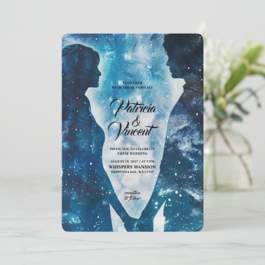 Stellar Liefde Paar Bruiloft Kaart (Staand voorkant)
