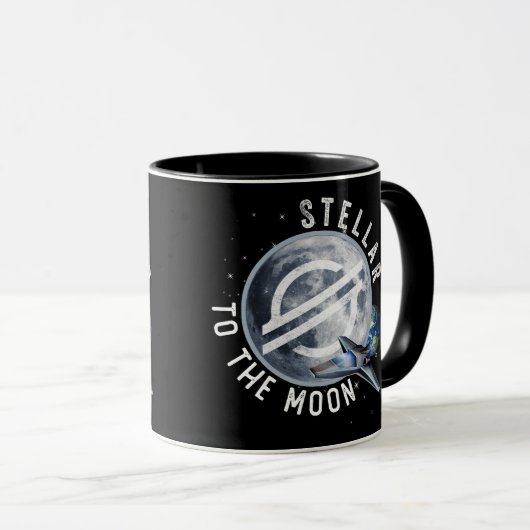 Stellar Lumens (XLM) Munt op de maan Gifts Crypto Mok (Voorkant rechts)