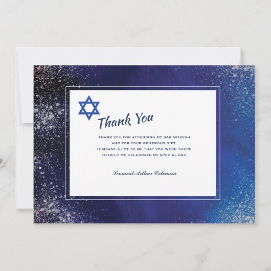 Stellar Night Bar Mitzvah Dankkaart Kaart (Voorkant)