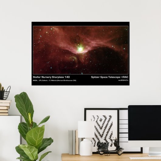 Stellar Nursery Sharpless 140 - Spitzer Telescope Poster (Thuiskantoor)