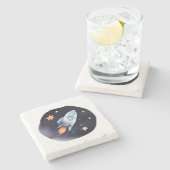 Stellar Rocket Adventure Stenen Onderzetter (Zijkant)