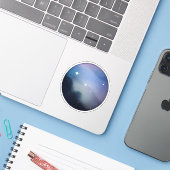 Stellar Serenity: Abstracte Sterrennacht Sticker (Laptop met iPhone)