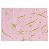 Stellar Shine – Roze & Gouden Ster Decoratieve Gif Groot Cadeauzakje (Achterkant)