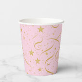 Stellar Sip – Roze & Gouden Ster Papier Cup Papieren Bekers (Achterkant)
