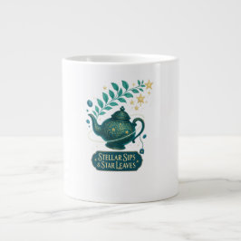 Stellar Sips & Star Leaves Mok – Cosmic Tea Cup