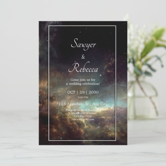 Stellar Sky Wedding Uitnodiging (Staand voorkant)
