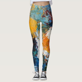 Stellar Splash Blauwe Achtergrond Kleur Burst Patr Leggings