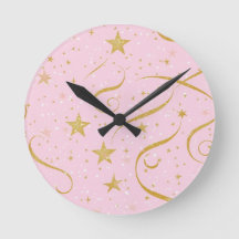 Stellar Time – Pink & Gold Star Digitale klok