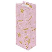 Stellar Wine – Pink & Gold Star Wijnzak Wijn Cadeautas (Achterkant Gekanteld)