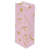 Stellar Wine – Pink & Gold Star Wijnzak Wijn Cadeautas (Voorkant Gekanteld)