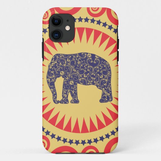 StellaRoot Damask Elephant Vinatge Preppy Burnt Case-Mate iPhone Case (Achterkant)