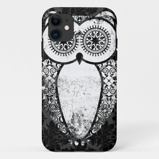 StellaRoot Hootie Owl Damask Grunge Case-Mate iPhone Case (Achterkant)