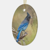 Stellar's Jay Bird Schilderij Custom Year Christma Keramisch Ornament (Links)