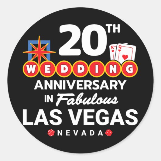 Stellen 20e Jubileum - Vegas 20e bruiloft Anni Ronde Sticker (Voorkant)