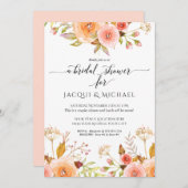 Stellen Douche Waterverf Roze Bloemen Rose Boeket Kaart (Voorkant / Achterkant)