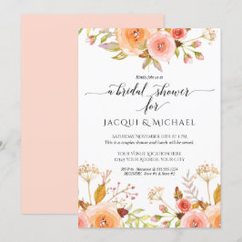 Stellen Douche Waterverf Roze Bloemen Rose Boeket Kaart