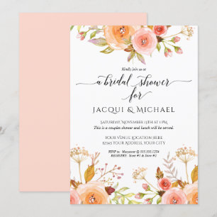 Stellen Douche Waterverf Roze Bloemen Rose Boeket Kaart