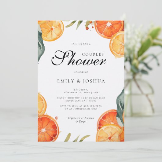 Stellen Douchen Citrus Aperol Spritz Uitnodiging (Staand voorkant)