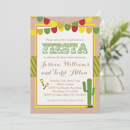 Stellen Trouwdouche Uitnodiging Fiesta (Staand voorkant)