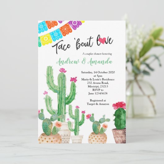 Stellen Trouwdouche Uitnodiging Fiesta (Staand voorkant)