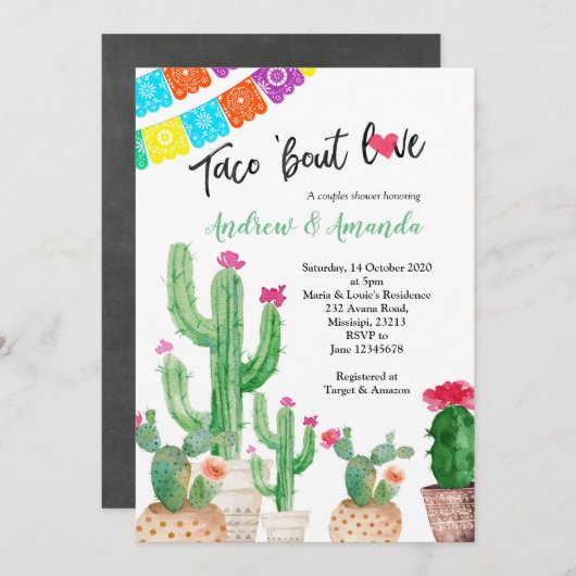 Stellen Trouwdouche Uitnodiging Fiesta (Voorkant / Achterkant)