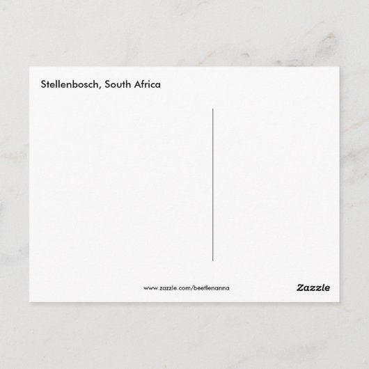 Stellenbosch, Zuid-Afrika Briefkaart (Achterkant)