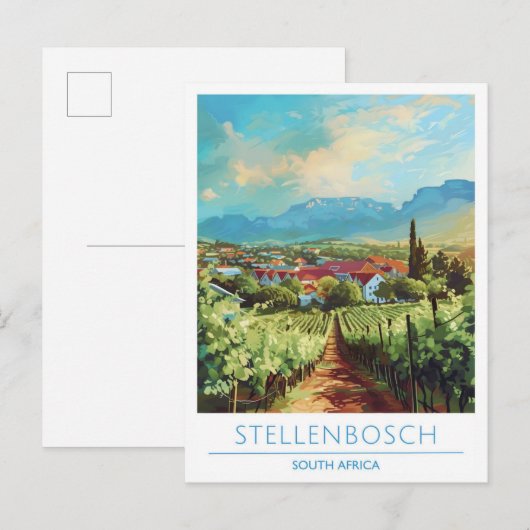 Stellenbosch Zuid-Afrika Vintage Travel Briefkaart (Voorkant / Achterkant)