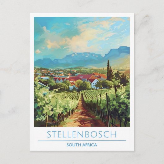 Stellenbosch Zuid-Afrika Vintage Travel Briefkaart (Voorkant)
