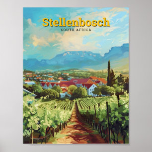 Stellenbosch Zuid-Afrika Vintage Travel Poster