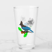 Steller Blue Jay Monogram Glas (Achterkant)