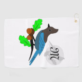 Steller Blue Jay Monogram Golfhanddoek (Horizontaal)