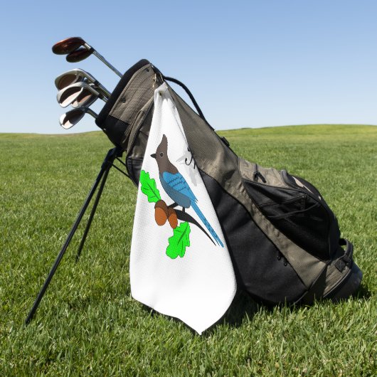 Steller Blue Jay Monogram Golfhanddoek (Groen)