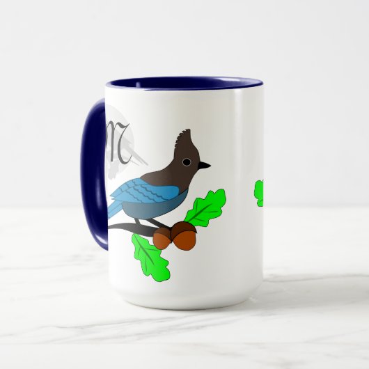 Steller Blue Jay Monogram Mok (Voorkant links)