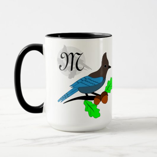 Steller Blue Jay Monogram Mok (Links)